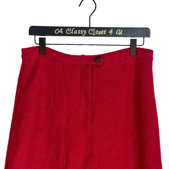 Vintage Jacques Ruc Red Wool Blend A Line Full Skirt 8 - Picture 10 of 10